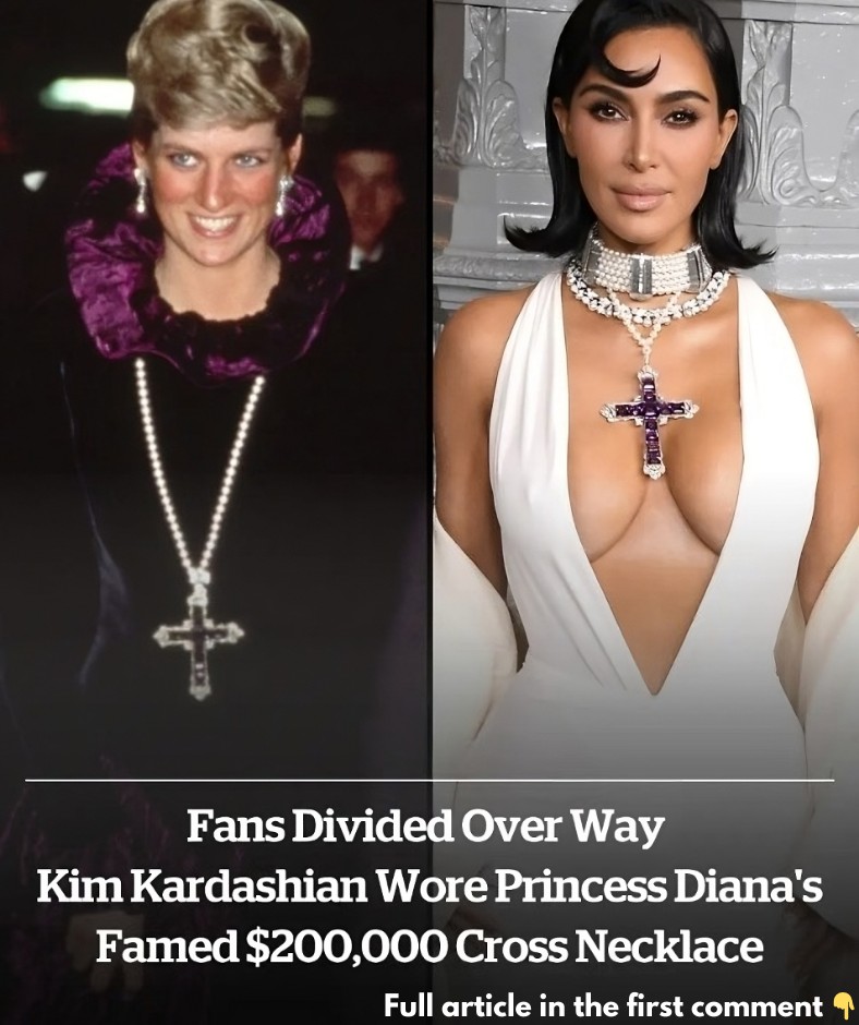 Fans divided after Kim Kardashian wears $200,000 cross necklace famously worn by Princess Diana