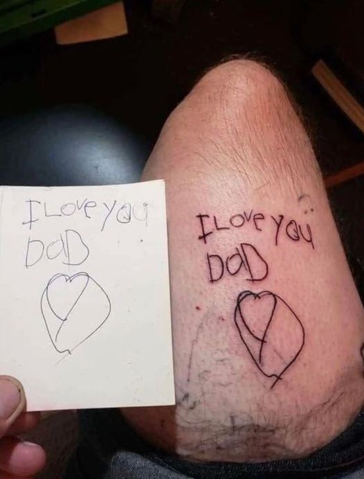 HT7. Dad tattoos daughter’s last drawing on himself after she dies of cancer