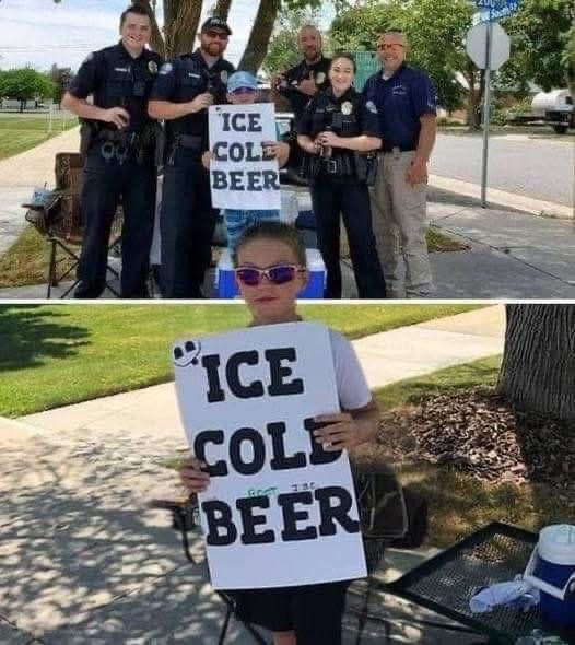 Police Are Called On Boy Selling ‘Ice Cold Beer’ But His Clever Sign Has Them In Tears