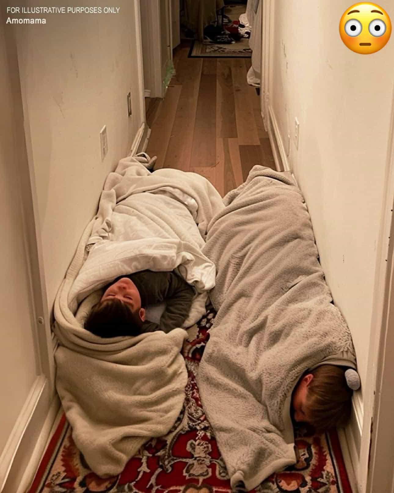 I came home to find my boys sleeping in the hallway