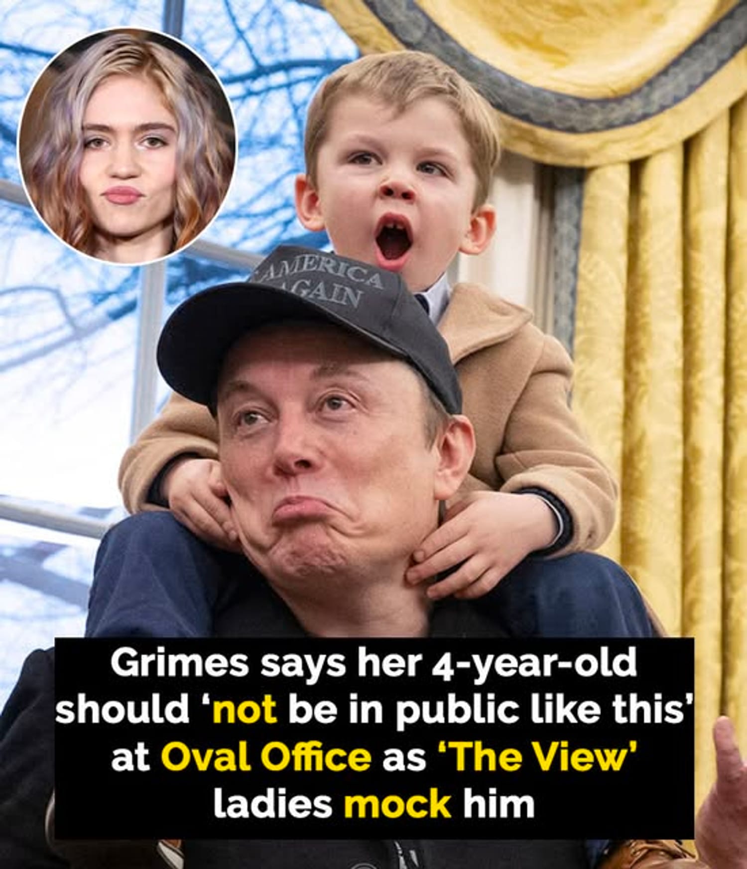 Grimes reacts to Elon Musk parading their 4-year-old in Oval Office